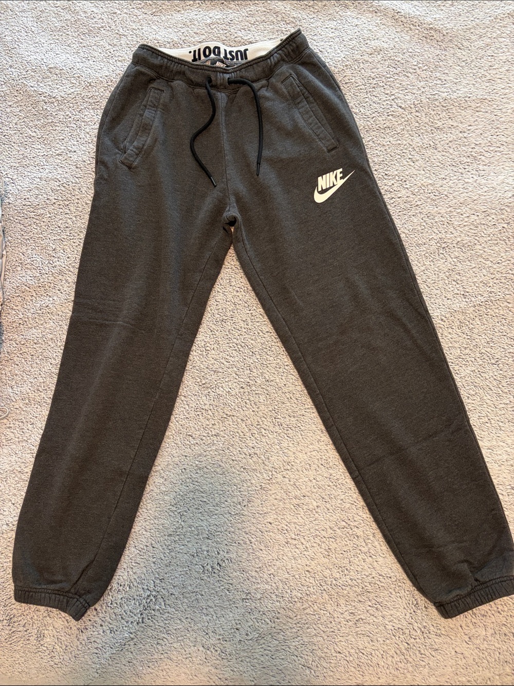 Nike Charcoal Sweat Joggers with White Swoosh